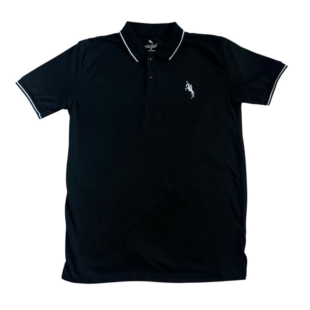 U.S. Polo Assn. Black Polo Shirt with White Accents Size M